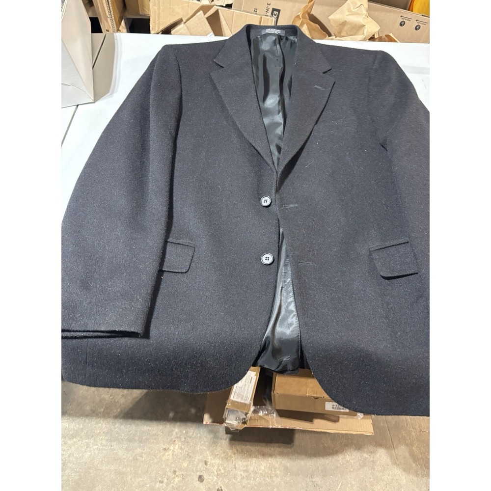 Andrew Fezza Blazer Mens 42R Black Camel Hair 2 Button Coat‎ Sport Jacket